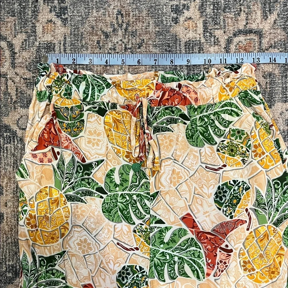 FARM Rio Anthropologie Mosaic Tapered Pants Green Tropical Size Small - Picture 6 of 13